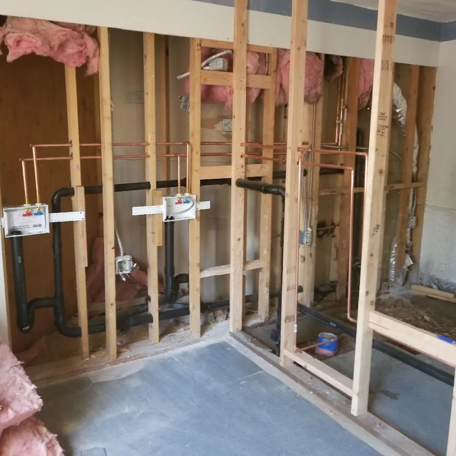 Copper pipe rough-in and plumbing installation in Windsor Locks